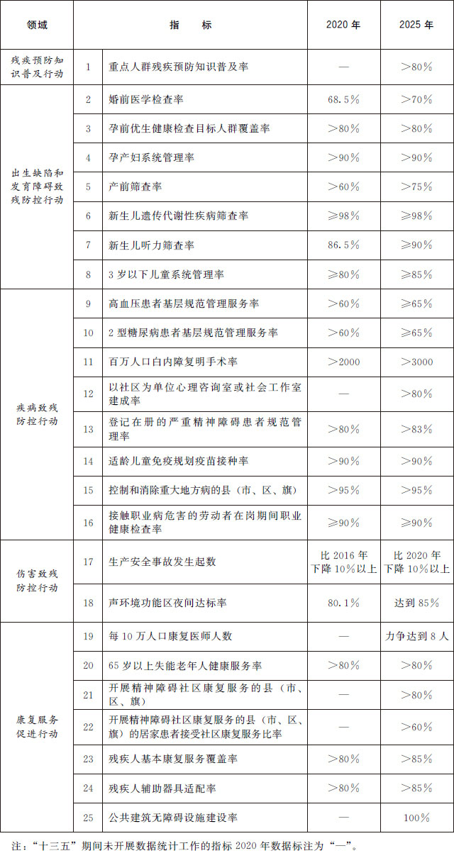 残疾预防指标