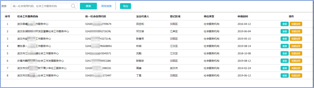 社工信息系统4-机构查询页面